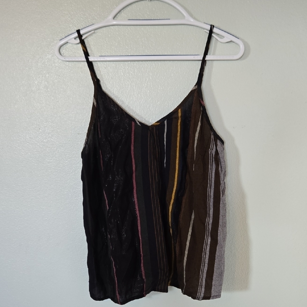 Peyton Jensen | Dark Striped Cami Tank Top Size Large